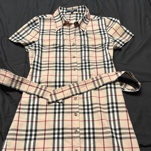Burberry Beige and Black Plaid Dress